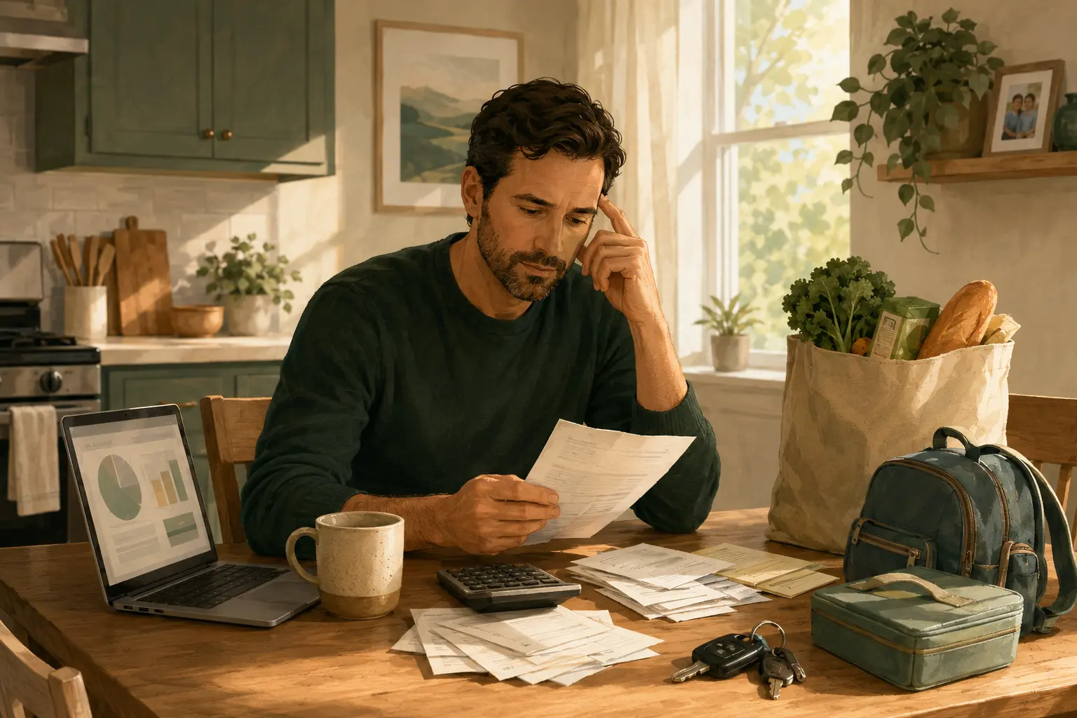 Household reviewing bills and expenses to see why a $100,000 salary can still feel tight