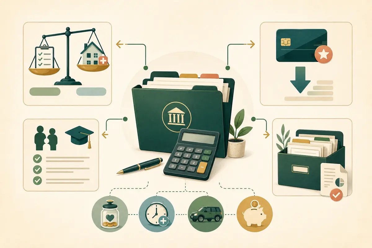 Federal tax deductions and credits flow with records, eligibility, standard deduction, and credit checks