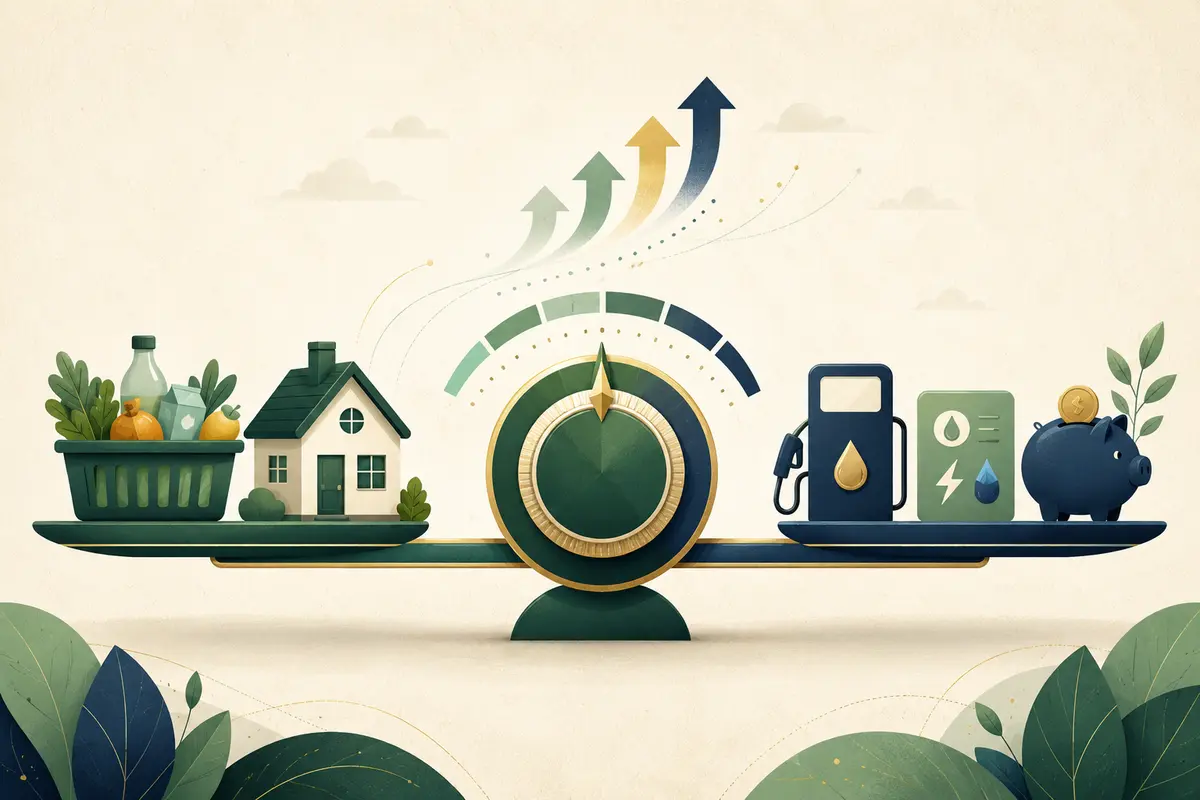 A household budget being rebalanced as grocery, housing, fuel and utility costs rise