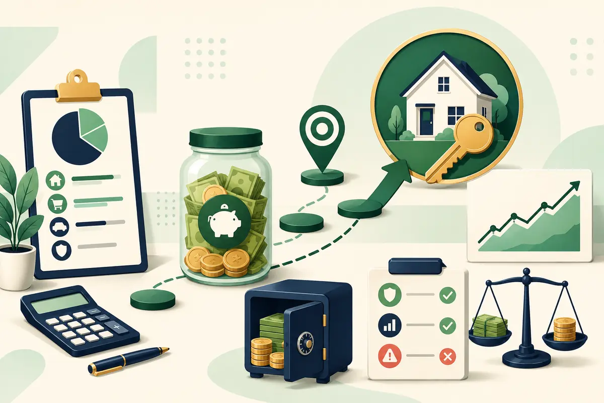 Budgeting for a large purchase with a savings target, timeline, comparison checklist and protected cash reserve