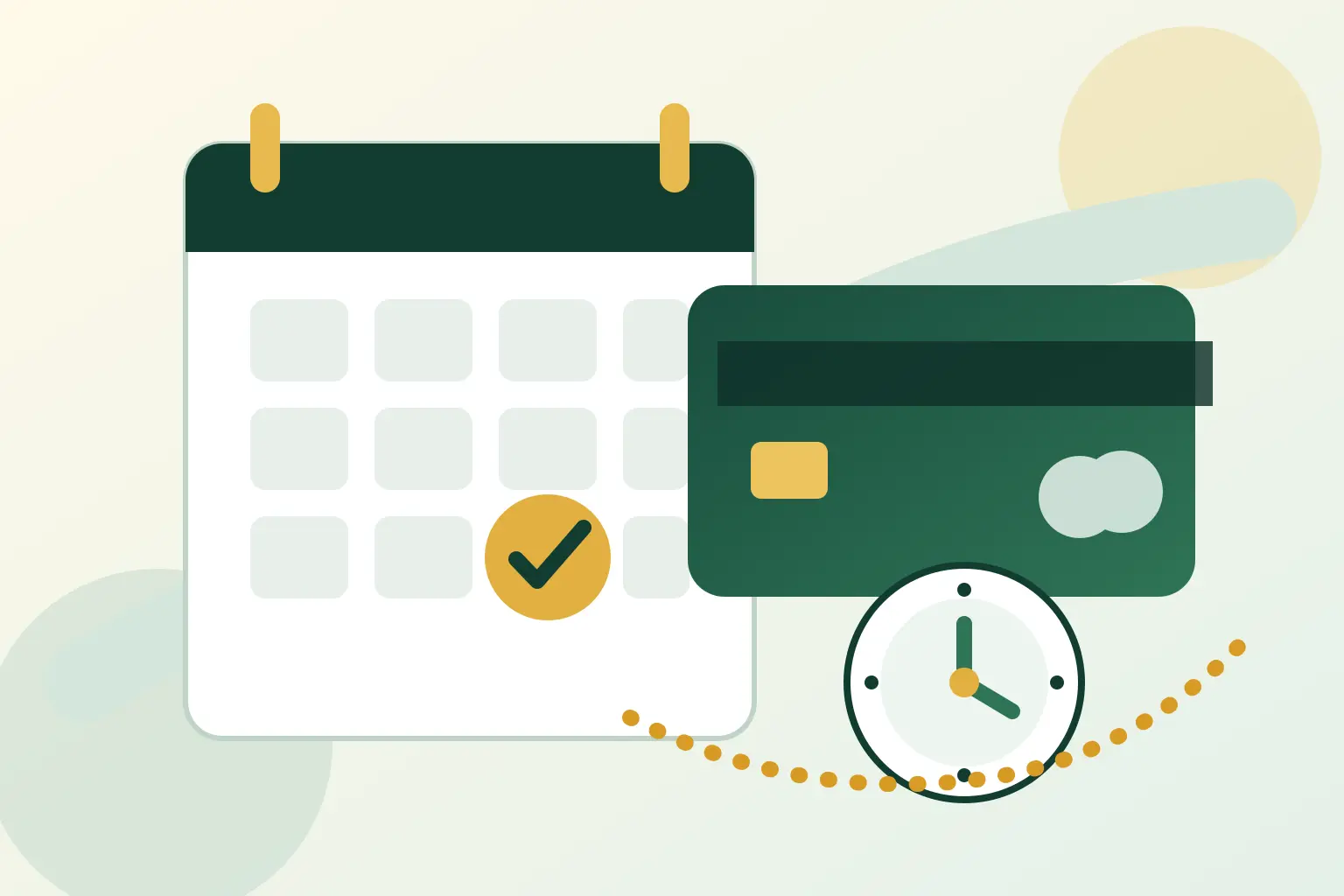 A credit card statement calendar with a protected due date and a balance moving downward