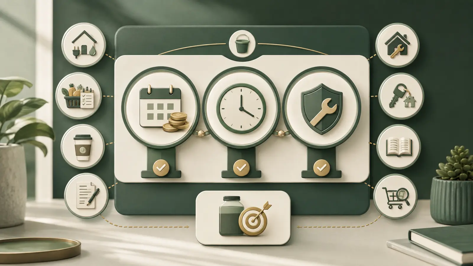 Frugal habit review dashboard measuring annual savings, time, risk, and replacement cost