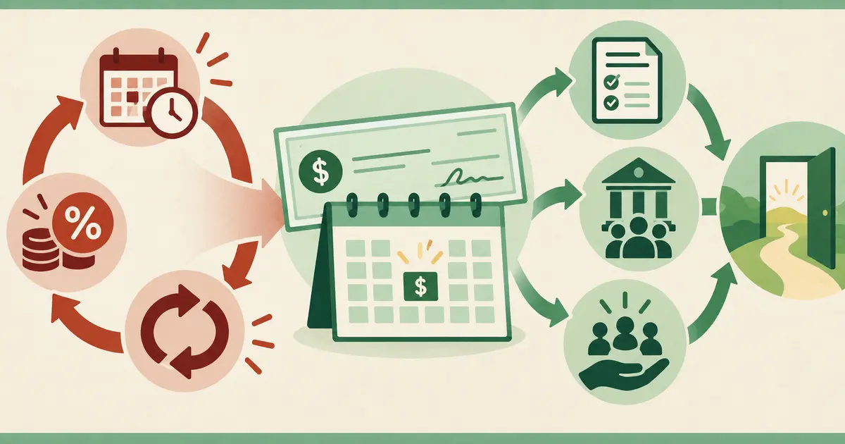 Payday loan fee and rollover cycle with safer repayment alternatives